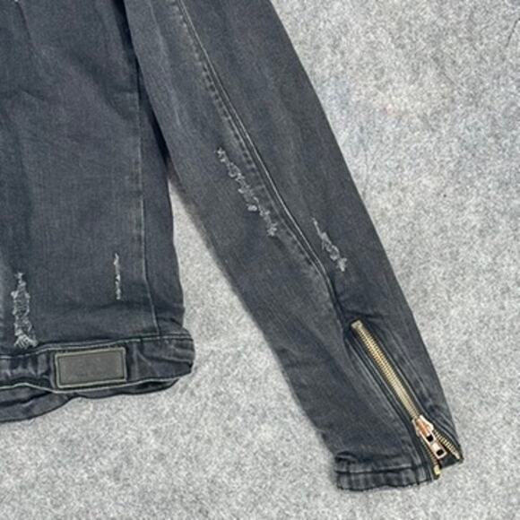 RtA Jacket Black Distressed Denim Moto Size Large - Picture 7 of 7